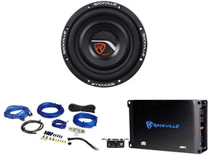 Rockville W8T4-S2 8" flach 1000 W Slim Auto Subwoofer Sub + Mono Verstärker + Kabel - Bild 1 von 11