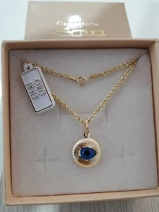Collana e medaglia con occhio greco turco di allah in oro giallo 750 18 kt nuovo - Zdjęcie 1 z 11