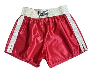 Vintage Everlast Red Satin Boxing Trunks Signed By George Foreman (Size XL)  - Picture 1 of 4