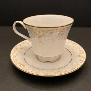 Noritake Fragrance 7025 Cup & Saucer Ivory Floral Porcelain China Discontinued - Picture 1 of 13