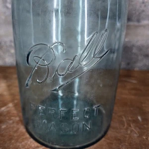 KUGEL Perfect Mason #2 1910-1923 blaues Glas Zinkdeckel 2 Quart - Bild 1 von 9