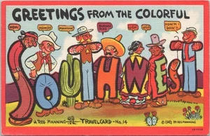Postal 1945 - Saludos desde el colorido suroeste - Imagen 1 de 2