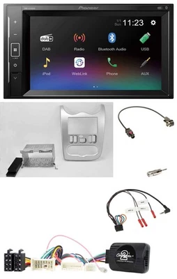 Pioneer DAB Lenkrad 2DIN Bluetooth USB Autoradio für Dacia ab 2012 hellsilber - Bild 1 von 4
