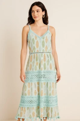 Maxi Vestido Anthropologie Me 2 Magic Para Mujer Azul Vicosa 3X Floral Boho Campesino Foto 1 de 4