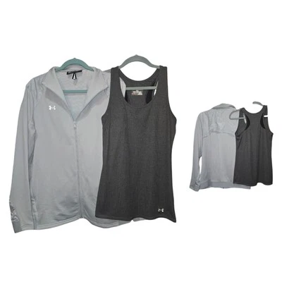 Under Armour Command Lightweight Gray Jacket and Fitted Heatgear Tank Women's L - Image 1 of 3