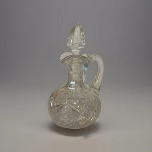 American Brilliant Cut Clear Glass Crystal Cruet Pinwheel w/ Stopper 5” Vintage - Picture 1 of 9