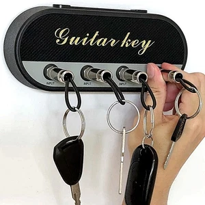 SCHWARZER Gitarren-Schlüsselhalter Schlüsselanhänger Wanddekoration enthält 4 Schlüsselanhänger - Bild 1 von 2