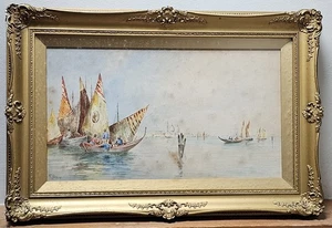 E L A Parrini (1858–1914) Venedig Fischerboote um 1890–1910, signiert Aquarell - Bild 1 von 4