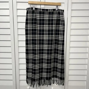 Requirements Vintage Wool Blend Plaid Fringe Midi Skirt Women’s Size 16P - Picture 1 of 8