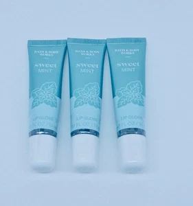 3 BATH AND BODY WORKD SWEET MINT LIP GLOSS .14ml SEALD NEW - Picture 1 of 6