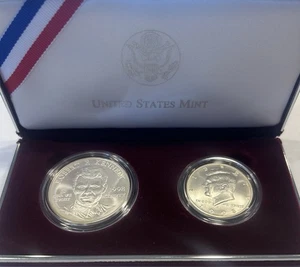 1998 Kennedy Collector's Set - RFK Silver Dollar & JFK Matte Finish Half Dollar - Picture 1 of 8