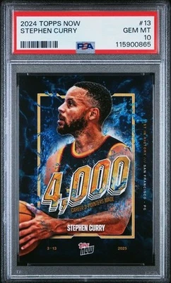 🔥🔥🔥PSA 10🔥🔥🔥2024 Topps Now STEPHEN CURRY 4,000 Three Pointers #13 - Image 1 of 2