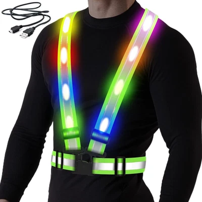 LED Reflective Vest, USB Rechargeable Reflective Running Gear with Safety Lights - Image 1 of 4