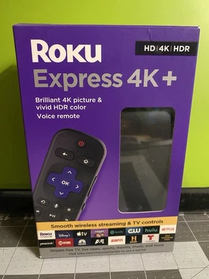 Roku Express 4K+ (3941X) Streaming Media Player w/ Voice Remote - Cables - Box - Image 1 of 4