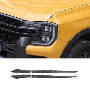 Carbon Fiber Headlight Upper Eyelid Trim Sticker Fits Ford Ranger T9 2023-2025 - Picture 1 of 24