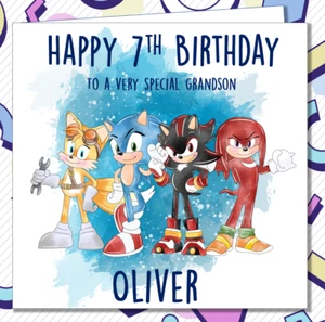 Personalised Sonic The Hedgehog Tails Knuckles Birthday Card Son Grandson /GO - Picture 1 of 4