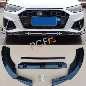 For Audi A4 S4 B9.5 S line Gloss Black ABS Front Bumper Spoiler Lip Trim 2020-24 - Picture 1 of 3