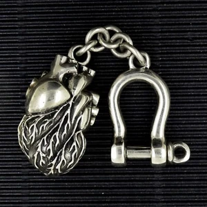 Vintage Steampunk Human Heart Keychain, Signed, USA, Handmade by Artist Alt Art - Picture 1 of 4
