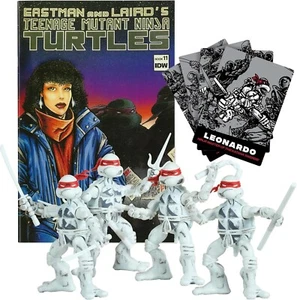 Teenage Mutant Ninja Turtles Black and White Figure 4 Pack Set w/ Comic Book NEW - Picture 1 of 1
