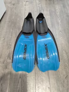 SEAC SUB XSpeed X Speed Blue Line Full Foot Fins Women's size 2-3. Made In Italy - Picture 1 of 2