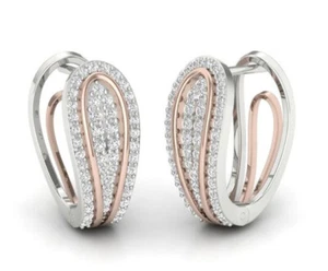 2.10ct Natural Round Diamond 14K White Rose Gold Anniversary Wedding Earring - Picture 1 of 6