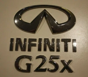 2008-2015 INFINITI G25x G25 x REAR TRUNK DECK LID CHROME EMBLEM SET COMPLETE - Picture 1 of 1