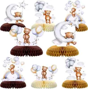 8 Pack Bear Baby Shower Party Honeycomb Centerpieces Table Decorations Little Be - Picture 1 of 6