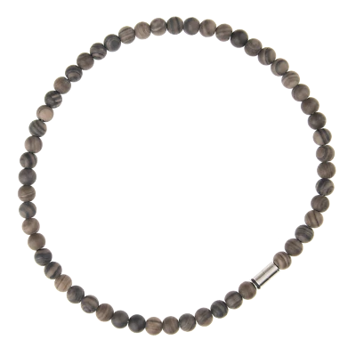 Ernstes Design Collier Edelstahl K200 Holzjaspis Perlen 8 mm Kette edvita petit - Bild 1 von 3