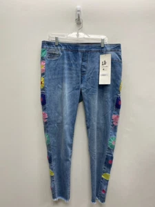 Jeans coco+carmen talla XL denim multicolor flores damas - Imagen 1 de 3