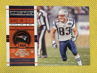 WES WELKER patriots 2011 Contenders #10 Playoff Ticket 41 /99 - Image 1 of 3