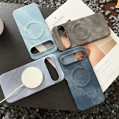 For Google Pixel 9 Pro, Luxury Hybrid Nylon Cloth Leather Magnetic Cover Case - Image 1 of 4