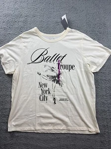 Zoe + Liv Women's Size XS NYC Ballet Short Sleeve Graphic T-Shirt Ivory - Picture 1 of 2
