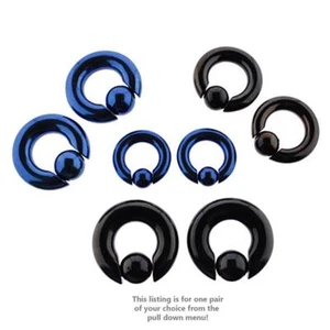 Pair of Titanium Captive Bead Ring CBR Hoop Earrings 4-00 Gauge - Picture 1 of 1