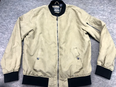 Silver Sector Jacket Men's Size Extra Large XL  Beige Full Zip Cargo Faux Suede - Image 1 of 4