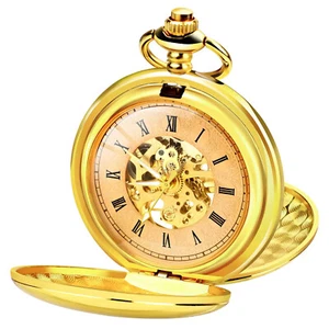 Orologio da tasca uomo meccanico retrò forma quadrante tondo chiusura fibbia gancio nuovo - Foto 1 di 22