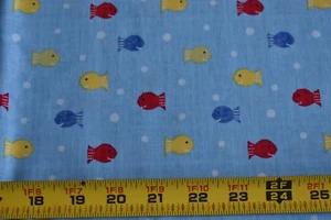 27" Long, Colorful Fish on Blue Quilt Cotton, Spring Creative/Ships Ahoy, N4088 - Picture 1 of 5