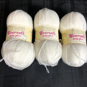 3 Skeins Vintage Princess Eversoft Baby Yarn 50g each White Color #1779 Matching - Picture 1 of 8