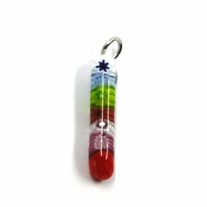 CIONDOLO, LETTERA VETRO MURANO, INIZIALE I, LUNGHEZZA 2.5 CM, MURRINE - Imagen 1 de 5