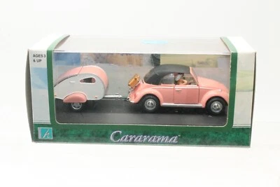 Cararama VW Volkswagen Beetle & Wohnwagen Modellauto Fahrzeug 1:43 Hongwell NEU - Bild 1 von 4