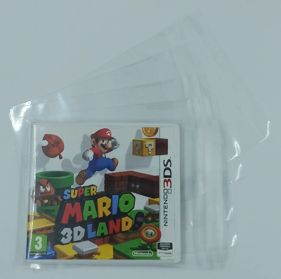 LOT DE 100 POCHETTES PLASTIQUE DE PROTECTION POUR JEU 3DS AVEC RABAT - Immagine 1 di 1