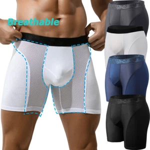 Men's Anti Chafing Underwear Trunks Seamless Comfy Boxer Briefs Sports Shorts - Picture 1 of 32