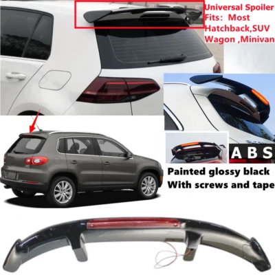 Universal Gloss Black Rear Roof Spoiler Wing w/Light Fit For VW Tiguan 2009-2011 - Image 1 of 4