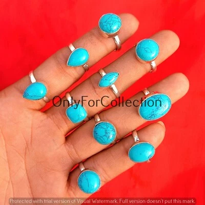 Anillo ajustable de joyería enchapado en plata de ley 925 con piedras preciosas turquesa de Santa Rosa Foto 1 de 4