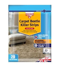 20 Pack ZERO IN Carpet Beetle Killer Larvae & eggs Odour Free Tear off Strips
