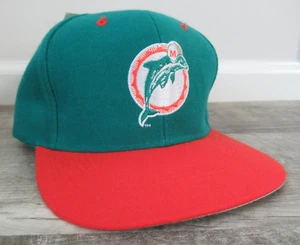 Vtg Miami Dolphins Plain Logo 7 Snapback Hat Adjustable 2-Tone NFL Teal Orange - Picture 1 of 9