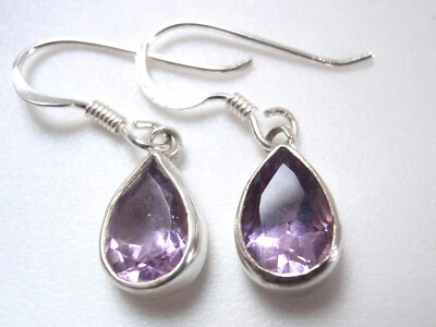 Amethyst Teardrop 925 Sterling Silver Dangle Drop Earrings - Image 1 of 4