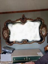 Vintage French Provincial Italian Rococo Ornate LouisXVI Gold Wall Mantle Mirror