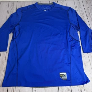 Nike Pro Combat 3/4 Sleeve Hypercool MLB Shirt Mens XXL Royal Blue Swoosh Logo - Picture 1 of 11