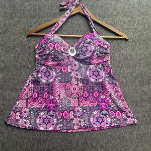 Lascana Venus Swim Tankini Top Size 8 Halter Printed Floral Geometric Wire - Picture 1 of 8