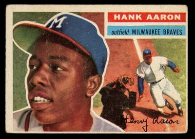 Карта 1956 Topps No31 Hank Aaron Milwaukee Braves диапазон HOF GD белая сзади (65974) - Изображение 1 из 3